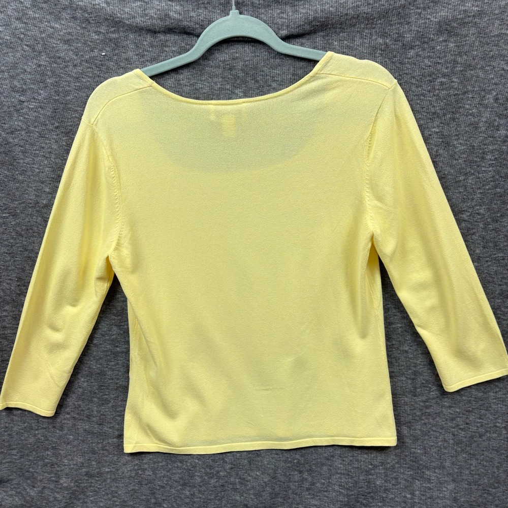 Talbots Yellow Knit Top Women L Scoop Neck 3/4 Sleeve Capsule Wardrobe Minimalis - Picture 3 of 10